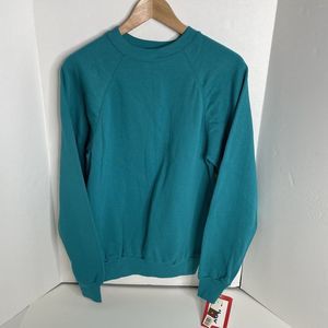 New Vintage Tultex Crewneck Sweatshirt, Medium, Teal, Long Sleeve, NWT